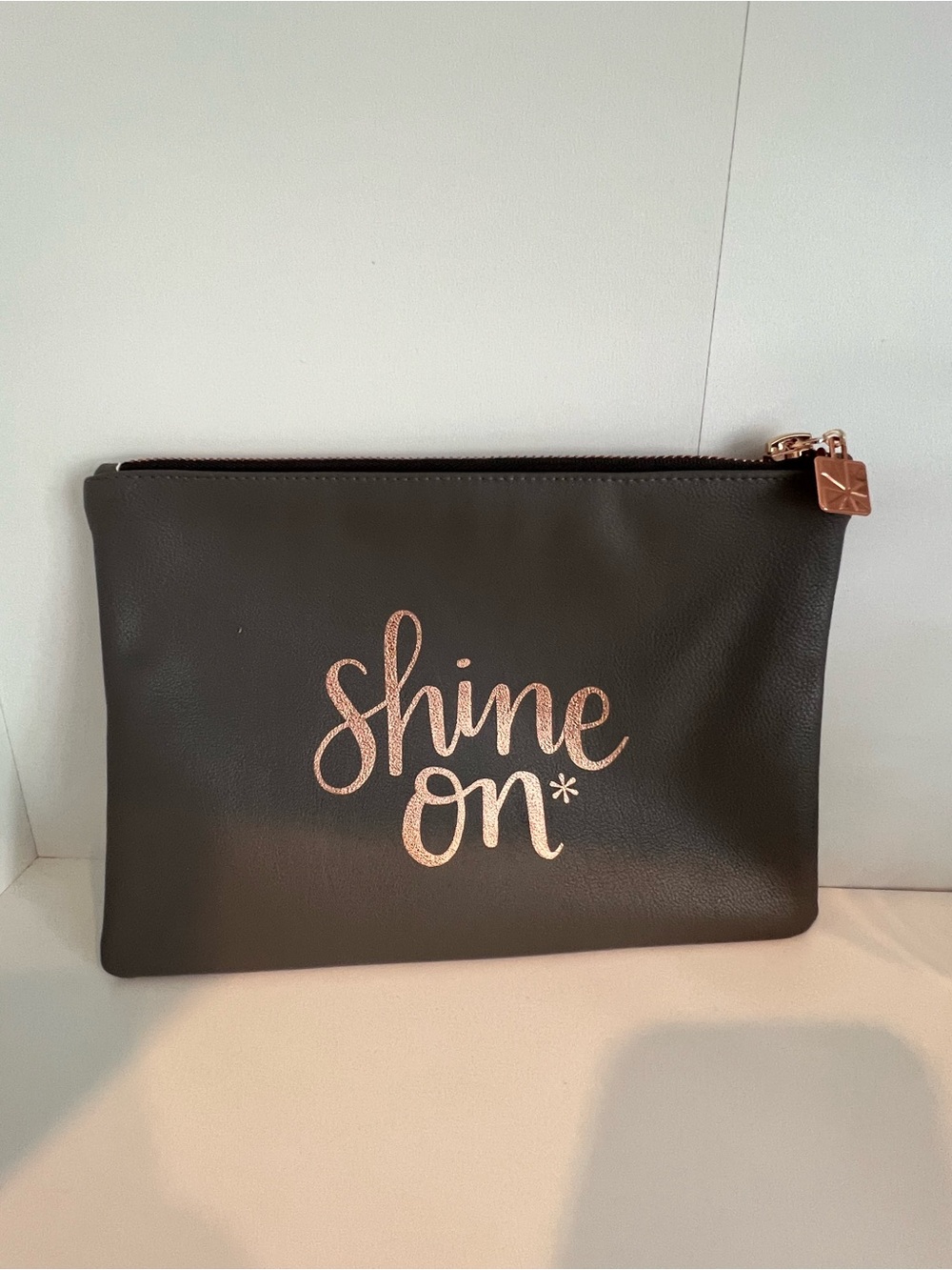 Erin Condren Faux Leather “Shine On” Cosmetic Pouch - Rose Gold Accent